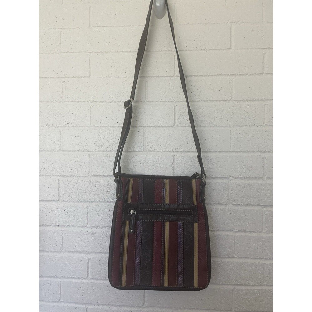 Fossil Brown Patches leather Tone handbag Purse Gorgeous Crossbody Bag Patchwork